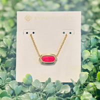 Elisa Bezel Gold Pendant Necklace in Carmine Red Illusion