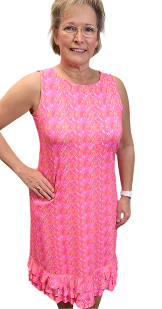SPX4579 Midi Sleeveless Ruffle Trim Dress - CHPK