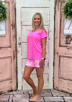 Lulu-B Basic Top Short Sleeve - Bright Pink
