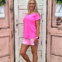 Lulu-B Basic Top Short Sleeve - Bright Pink