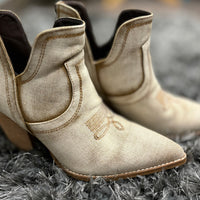 Smoke Show Bootie - Washed Beige Denim