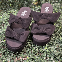 Put A Bow On It - Black Faux Suede