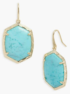 Daphne Drop Earrings in Gold Variegated Turquoise