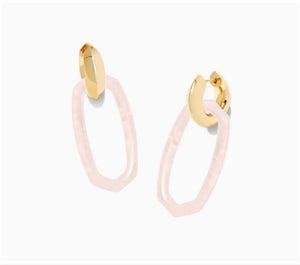 Danielle Link Earrings Gold in Rose Quartz