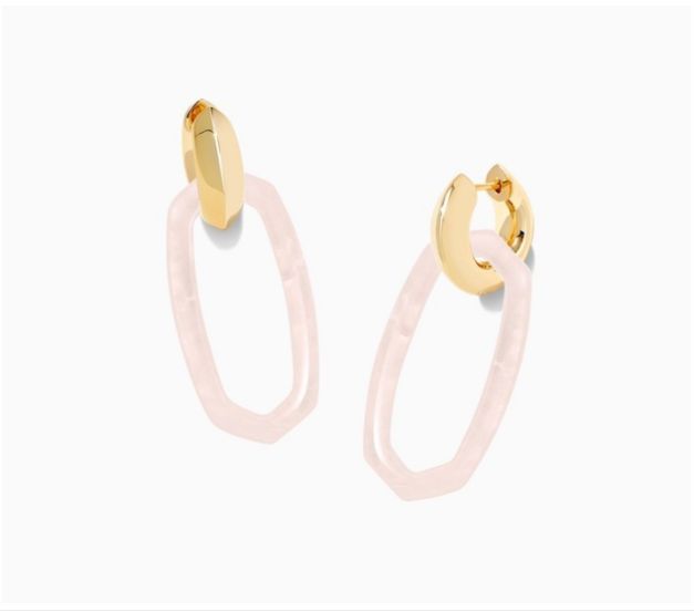 Danielle Link Earrings Gold in Rose Quartz