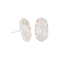 Ellie Silver Stud Earrings in White Crystal