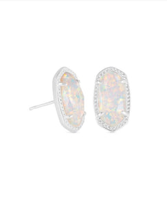 Ellie Silver Stud Earrings in White Crystal