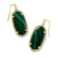 Elle Gold Earring in Green Malachite
