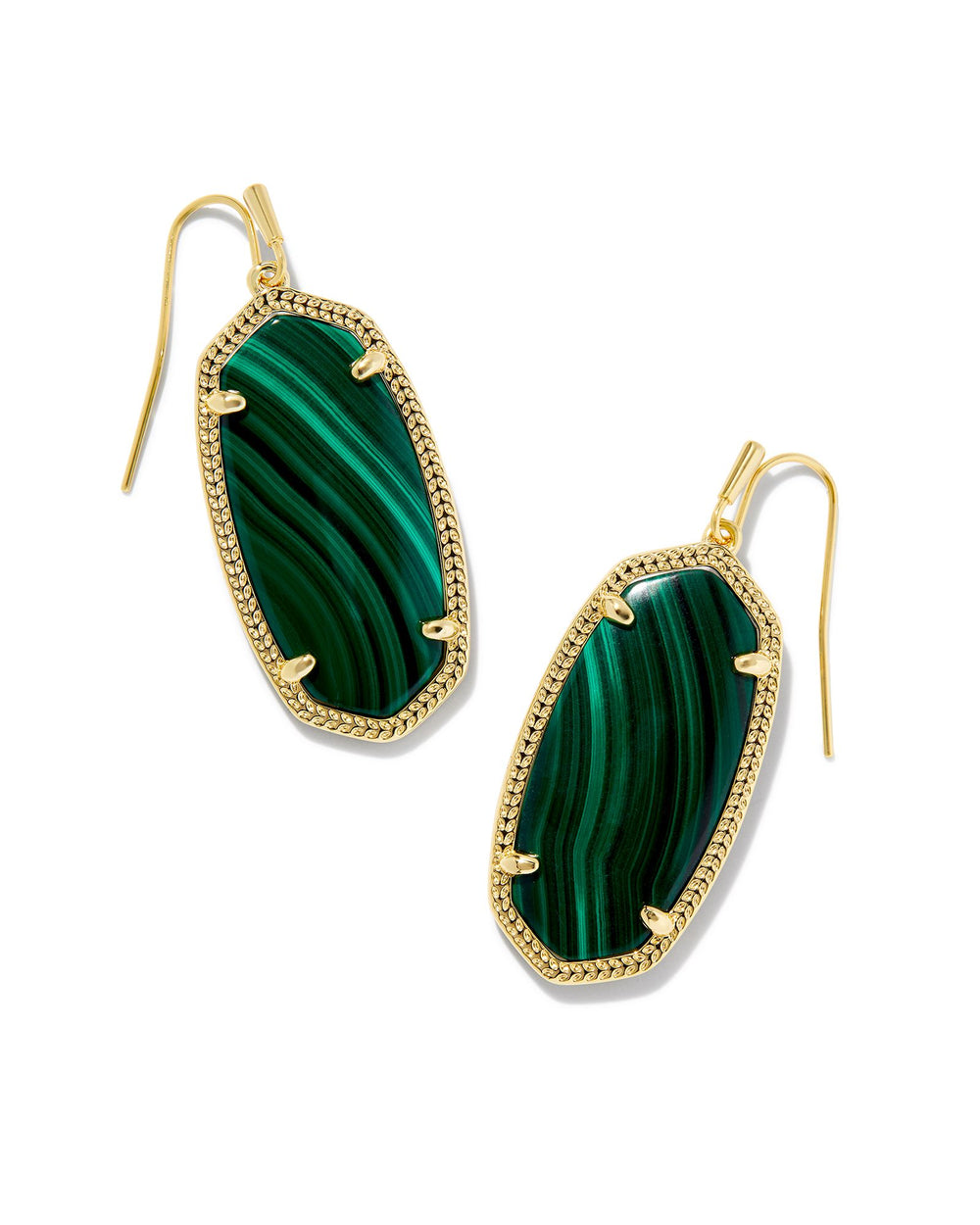 Elle Gold Earring in Green Malachite