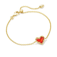 Ari Heart Gold Delicate Chain Bracelet in Red Illusion