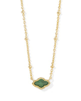 Mini Abbie Gold Satellite Short Pendant Necklace in Green Illusion
