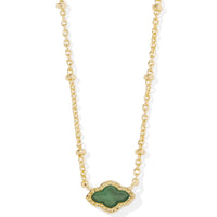 Mini Abbie Gold Satellite Short Pendant Necklace in Green Illusion