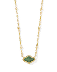 Mini Abbie Gold Satellite Short Pendant Necklace in Green Illusion