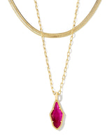 Evelyn Gold Multi Strand Necklace in Dark Magenta Illusion
