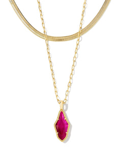 Evelyn Gold Multi Strand Necklace in Dark Magenta Illusion