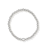 Mini Elaina Stretch Bracelet Rhodium in Ivory Mother of Pearl