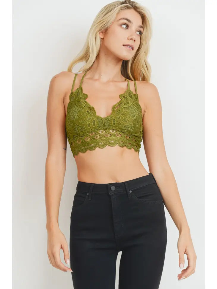 Moss Lace Spaghetti Strap Bralette