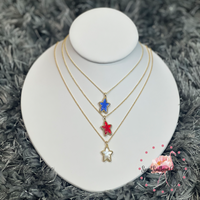 9608863887 Ada Star Short Pendant Necklace Gold in Blue Cobalt Illusion