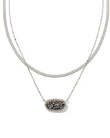 Elisa Herringbone Silver Multi Strand Necklace in Platinum Drusy
