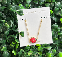 Ladybug Gold Pendant Necklace in Red Vermillion Magnesite
