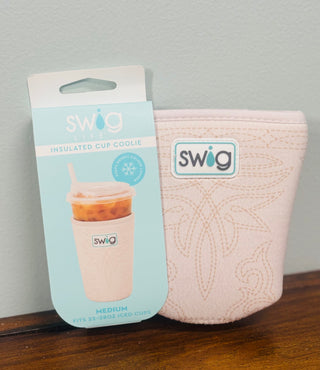 Iced Cup Coolie (Medium) - Saddle Stitch Cream