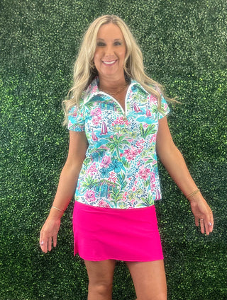 Side Slit Skort - Hot Pink
