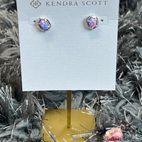 9608864344 Daphne Framed Stud Earring Rhodium in Lilac Opal