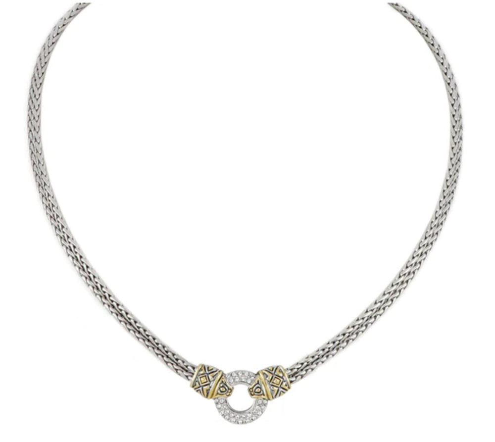 N2802-AF00 Antiqua Collection - Pavé Circle Double Strand Necklace