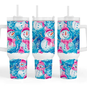 Pink & Blue Snowman 40oz Tumbler