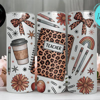 Leopard Teacher Skinny Tumbler 20oz