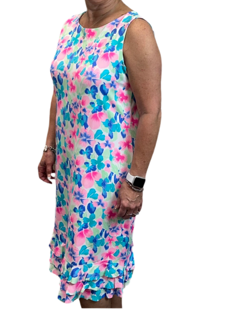 SPX4579 Midi Sleeveless Ruffle Trim Dress - PAFL
