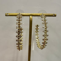 Jada Hoop Earring in Gold White Crystal