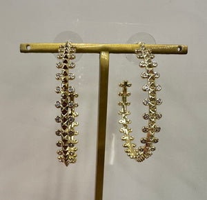 Jada Hoop Earring in Gold White Crystal