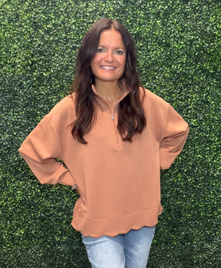 Scalloped Pullover - Mocha