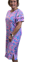 SPX4580 Midi Ruffle Short Sleeve Dress - PSLY
