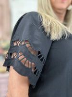 Levy Black Eyelet Top
