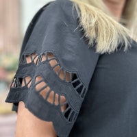 Levy Black Eyelet Top