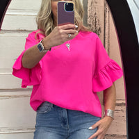 Rebecca Ruffle Sleeve Top - Pink