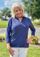 Lulu-B 3/4 Collar Top - NVY
