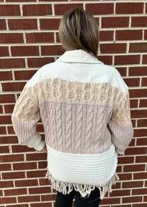 Cream Corduroy Jacket With Sweater Back