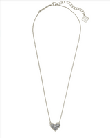 Ari Heart Short Rhodium Pendant Necklace in Platinum Drusy
