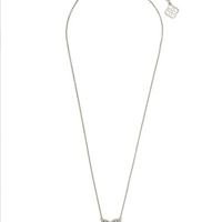 Ari Heart Short Rhodium Pendant Necklace in Platinum Drusy