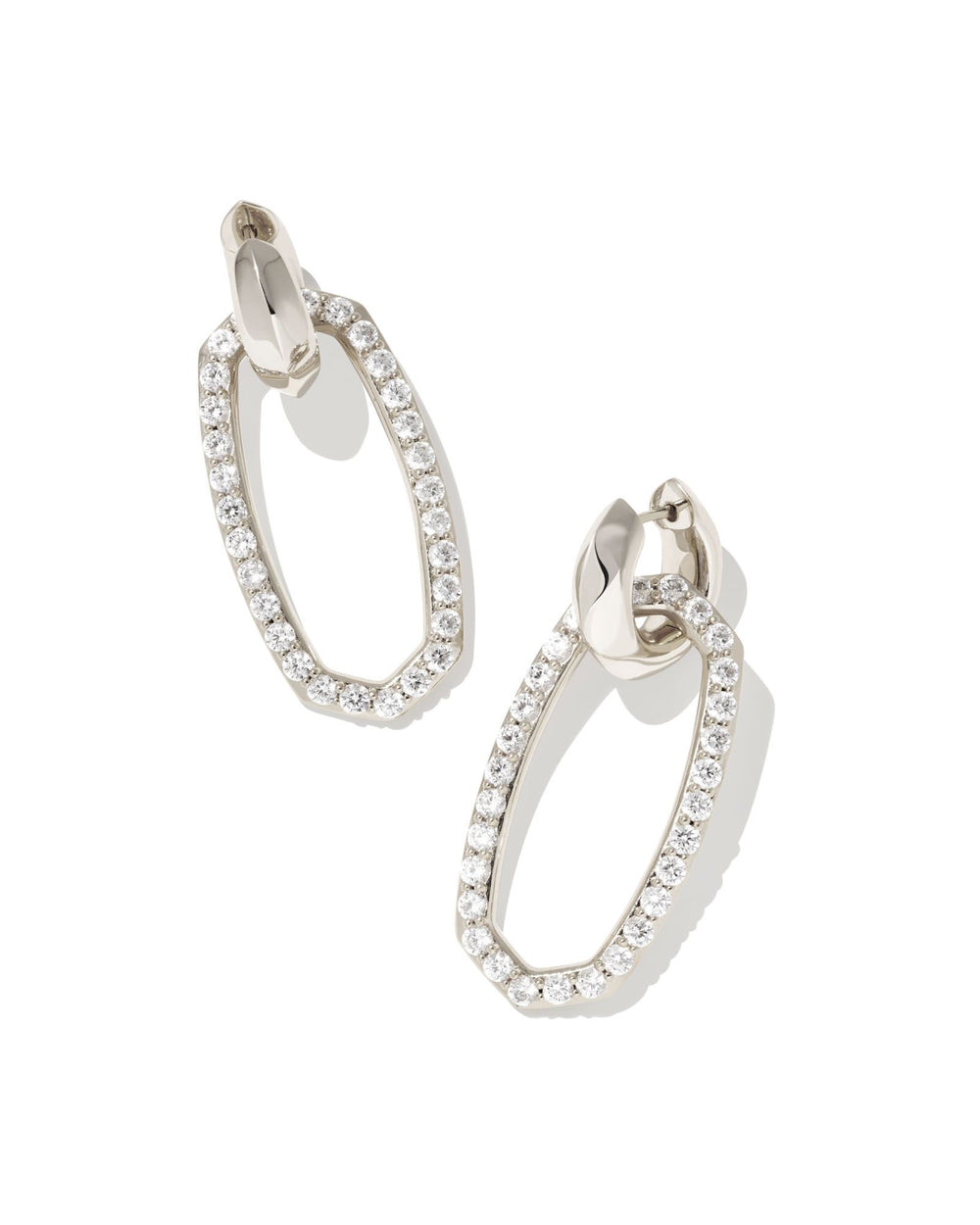 Danielle Link Earrings Silver in White Crystal