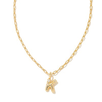 Crystal Letter K Gold Short Pendant Necklace in White Crystal