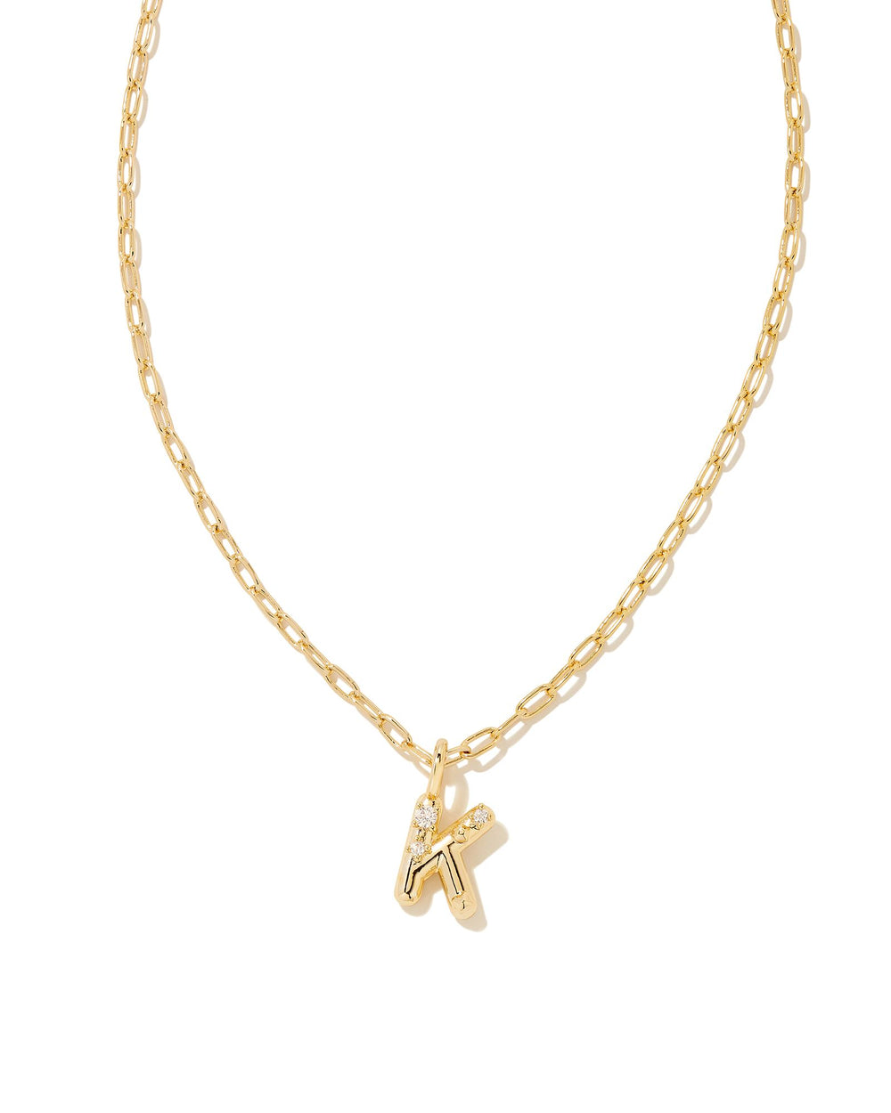 Crystal Letter K Gold Short Pendant Necklace in White Crystal