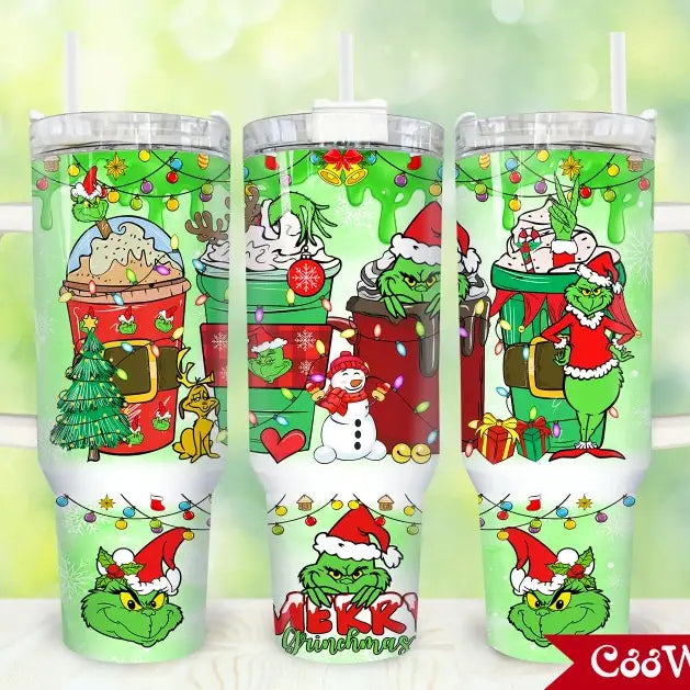 Grinch with Coffee Drinks 40oz Tumbler