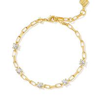 Lexi Gold Chain Bracelet in White Crystal