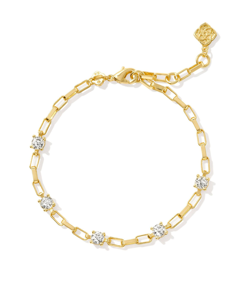 Lexi Gold Chain Bracelet in White Crystal