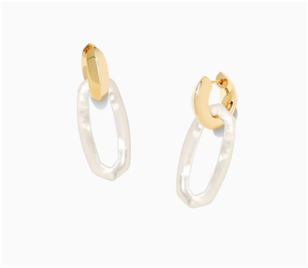 Elle Link Earrings Gold in Ivory Mother of Pearl