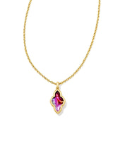 Framed Abbie Gold Short Pendant Necklace in Light Burgundy Illusion
